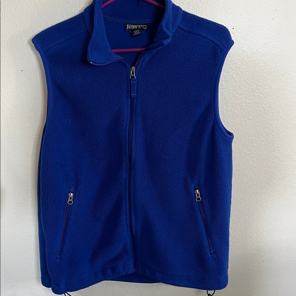 Lands’ End Fleece Blue Vest Size Large